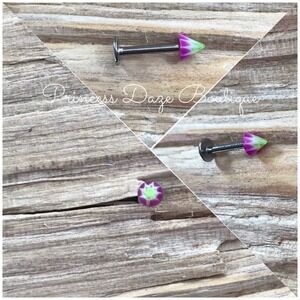 Cute Flower Stud Earring for Lip Tragus Helix Piercing Silver Tone